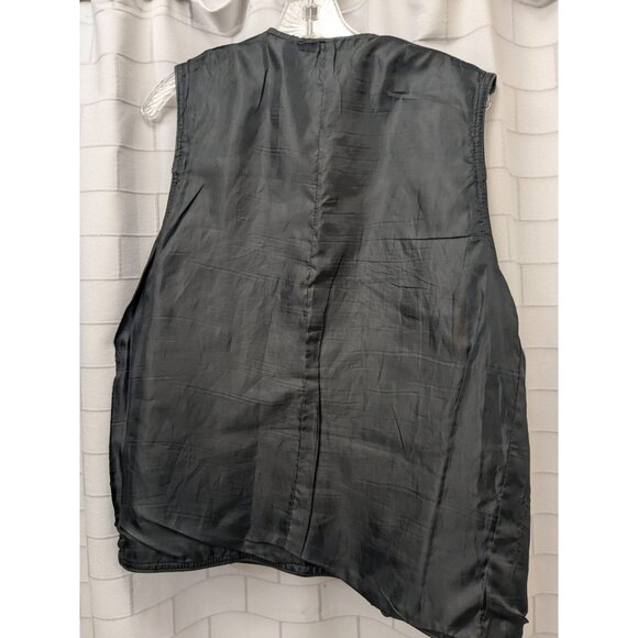 Black Leather Biker Vest With Zipper & Snap Closures 4 Pockets Supple Feel - Picture 4 of 6